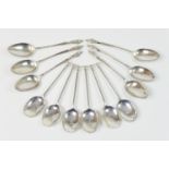 Set of six Victorian silver seal top coffee spoons, by WW/BT, London 1894; also a set of six