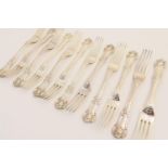 Composite set of twelve Victorian silver Kings pattern dessert forks, by George Adams, London 1859 x