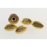 Pair of late Victorian 18ct gold engraved chain cufflinks, Sheffield 1893, weight approx. 6.6g; also