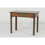 George III mahogany side table, fitted with a single long drawer (a later addition), over