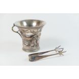 Unusual Elkington electroplated ceremonial cup, trumpet shaped and worked with ivy and vines in