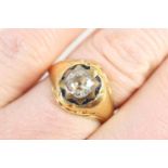 Gent's diamond solitaire ring, old cushion cut stone estimated as approx. 0.82ct within a star cut