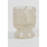 Islamic rock crystal vessel, footed square section carved with stylised flowers, 19th Century or