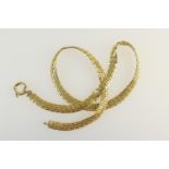 18ct yellow gold mesh necklace, with large ring catch, length 50cm, weight approx. 26.4g