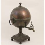 Regency copper samovar, circa 1810-20, globular form with ball finial, centred with a finely