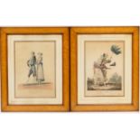 Two French fashion aquatint engravings, 'Anglais en Habille' and 'Le Coup de Vent', mid 19th