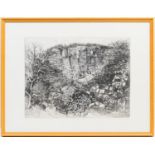 Roy Walker (1936-2001), Disused quarry, Lamorna, monochrome etching, limited edition numbered 4/