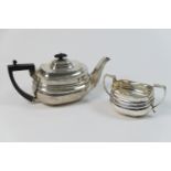 Edwardian silver teapot and matching sugar basin, by William Hutton & Sons, Sheffield 1907, bombe