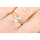 Diamond ring, oval cut central stone estimated as approx. 0.5ct, in a claw mount and with