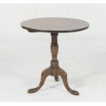 George III mahogany tripod table, with later alterations, circular top over a turned urn column