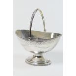 Victorian silver sugar basket, by Henry Holland, London 1866, boat shape with beaded swing handle,