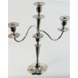 Edwardian silver candelabrum, by Walker & Hall, Chester 1906, in the Adam style with three urn