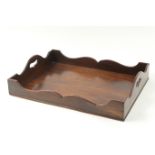 Late Georgian mahogany serving tray, rectangular form with shaped sides, 50cm x 39cm x 11cm
