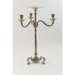 Elkington & Co. electroplated table centrepiece, circa 1870, having a central shallow trumpet shaped