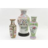 Chinese porcelain vase, 19th Century, decorated with figures and pagodas in colours against a