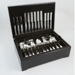 Modern canteen of silver fiddle pattern cutlery, by United Cutlers, Sheffield 1995/96, comprising