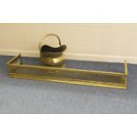 Late Victorian brass helmet shaped coal scuttle, height 27cm; also a late Victorian brass rail