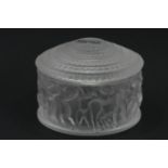 Lalique 'Enfants' box and cover, circular form moulded with a band of cherubs beneath a domed cover,