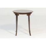 Austrian bentwood table, in the manner of Josef Hoffmann, circa 1910, circular top on three slightly