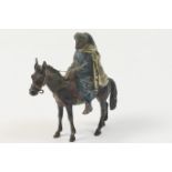 Austrian cold painted bronze figure of a nomad on an ass, circa 1900, 6.5cm