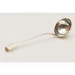 George III silver fiddle and thread pattern soup ladle, by Richard Crossley & George Smith, London