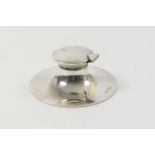 Edwardian silver capstan inkwell, by A&J Zimmerman, Birmingham 1906, plain form with hinged cover,