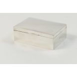 George V silver cigarette box, Birmingham 1916, plain rectangular form with hinged cover and cedar