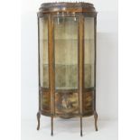 French walnut Vernis Martin display cabinet, circa 1900, with brass appliques throughout, central