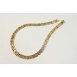 9ct gold polished brick link necklace, length 42cm, width 10mm, weight approx. 44.8g