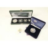 United Kingdom Britannia silver proof four coin set, 2007, combined weight approx. 60g; also a