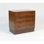 Danish rosewood small chest of drawers, Carlo Jensen for Hundevad early 1970s, fitted with four long