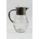 WMF silver plated and heavy cut glass lemonade jug, circa 1930s, baluster body, slice cut beneath