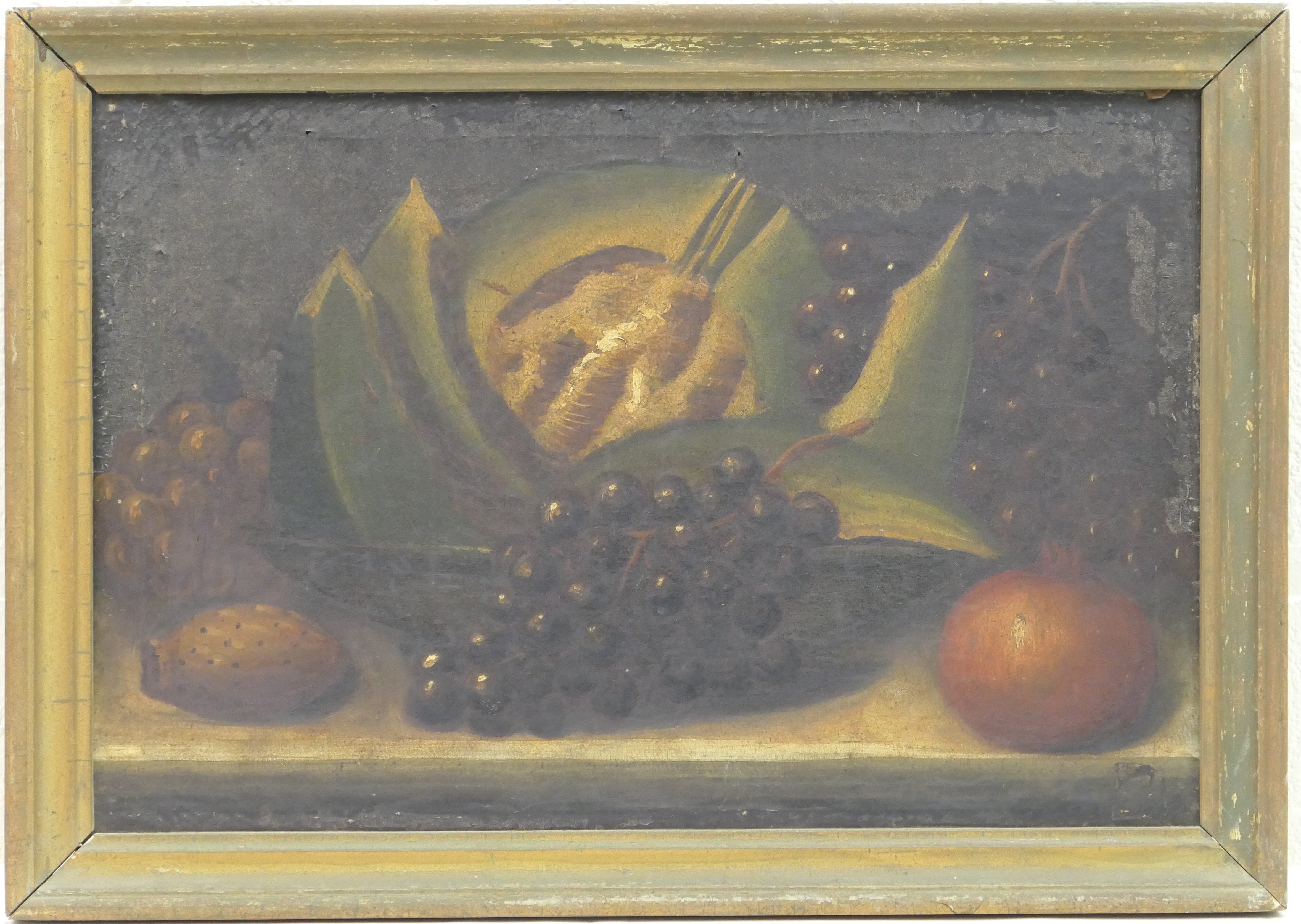 Maltese School (19th Century), Set of four still life studies, fruits on a ledge, oils on canvas, - Image 6 of 6