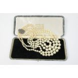 1940s simulated pearl choker necklace, by The Orient Jewel Company, London, having four strands of