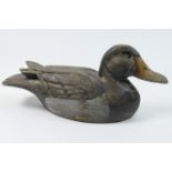 Carved wooden and painted mallard duck decoy, 35.5cm