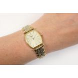 Longines La Grande Classique gold plated and stainless steel bracelet wristwatch, tonneau shaped