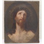 After Guido Reni (1572-1642), Christ crowned with thorns, oil on panel, unframed, 27.5cm x 22.5cm,