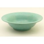 Royal Lancastrian bowl, shape no. 3139, flared form decorated with an allover finely textured aqua