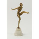 In the style of Josef Lorenzl (1892-1950), a cold painted spelter figure of a dancer, circa 1930s,