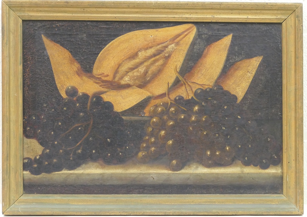 Maltese School (19th Century), Set of four still life studies, fruits on a ledge, oils on canvas, - Image 2 of 6