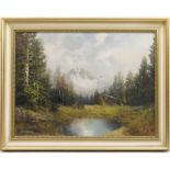 Schmidtbauer (German, late 20th Century), Sexton Moos, South Tyrol, oil on canvas, signed, titled