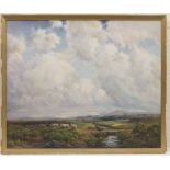 Sidney Watson Arthur (1881-1932), Sheep on moorland under summer skies, oil on canvas, signed,