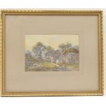 William Wilde (1826-1901), Pair, Old thatched country cottages, watercolours, signed, dated 1874,