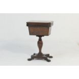 William IV rosewood teapoy, circa 1830, rectangular top with canted corners, over a lappet frieze