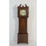 Welsh mahogany eight day longcase clock by Griffith Davies of Dolgellau, the hood with wrythen and