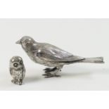 German sterling silver model of a finch, London import marks for 1960, 13cm, weight approx. 98g (3.