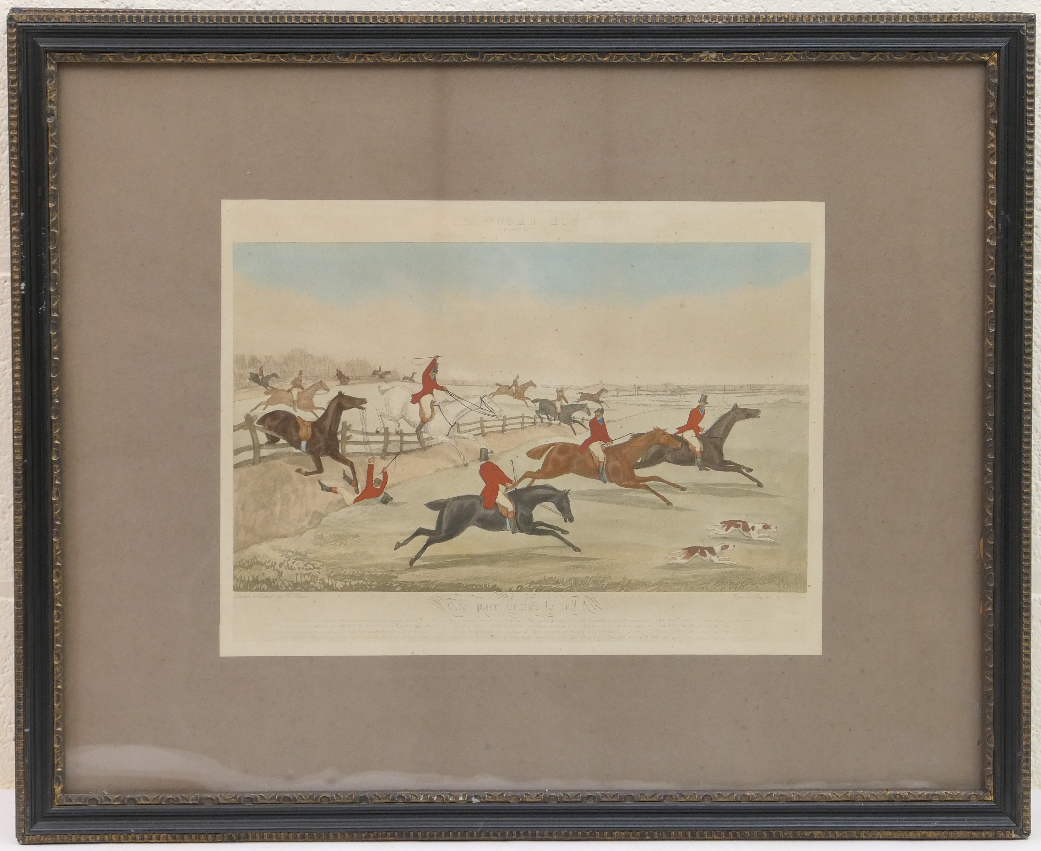 Six Henry Alken hand coloured engravings, The Quorn Hunt, 30cm x 40cm - Image 2 of 6