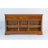Quality modern fruitwood open dresser, by Wesley Barrell, Oxfordshire, fitted with three small