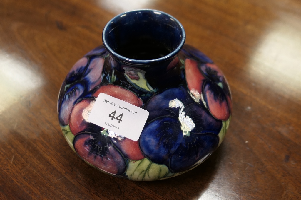 Moorcroft Pansies short baluster vase, circa 1920-30, impressed mark and painted signature, - Image 2 of 4