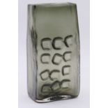 Geoffrey Baxter for Whitefriars textured glass 'nuts and bolts' slab vase, pattern no. 9668,